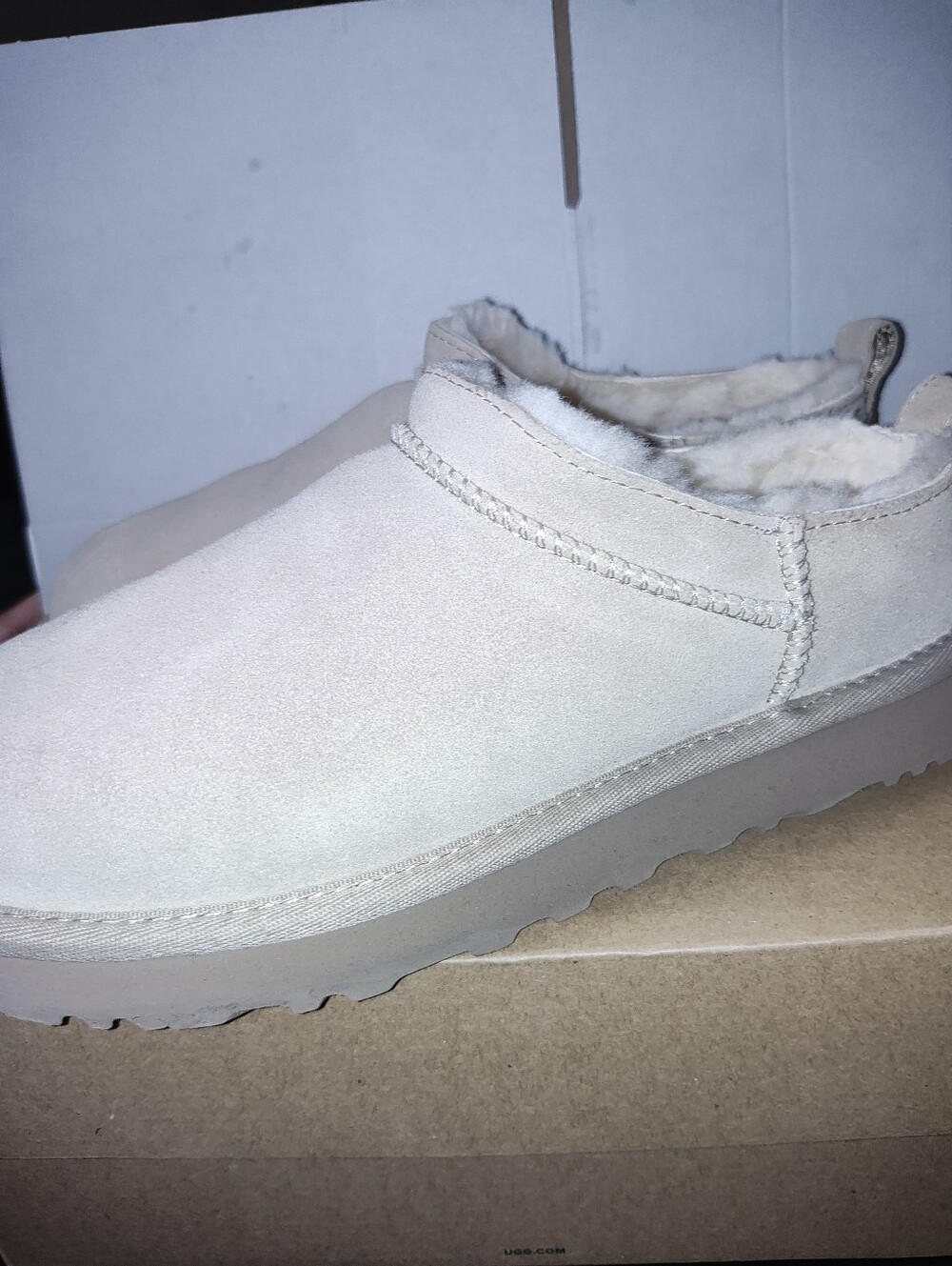 UGG Women's Suede Shearling-Lined Slip-Ons in Light Beige - Picture 5 of 9